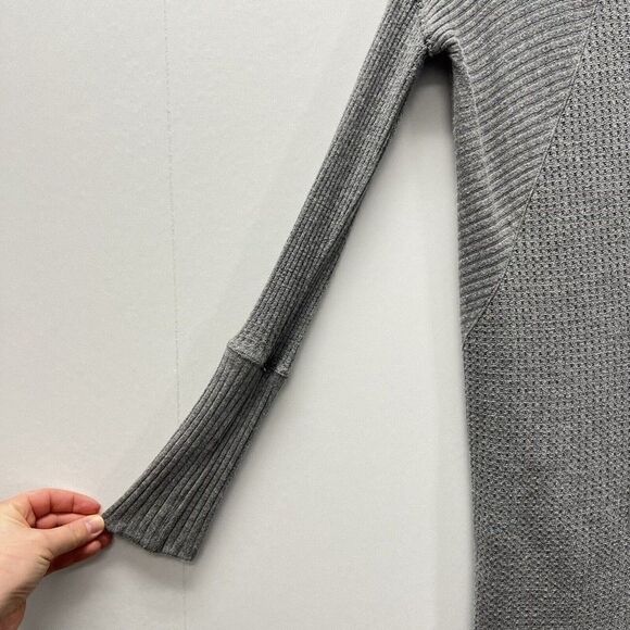 Free People Gray Ventura Raglan Waffle Knit Thermal Top Long Sleeve Size S - Picture 5 of 10